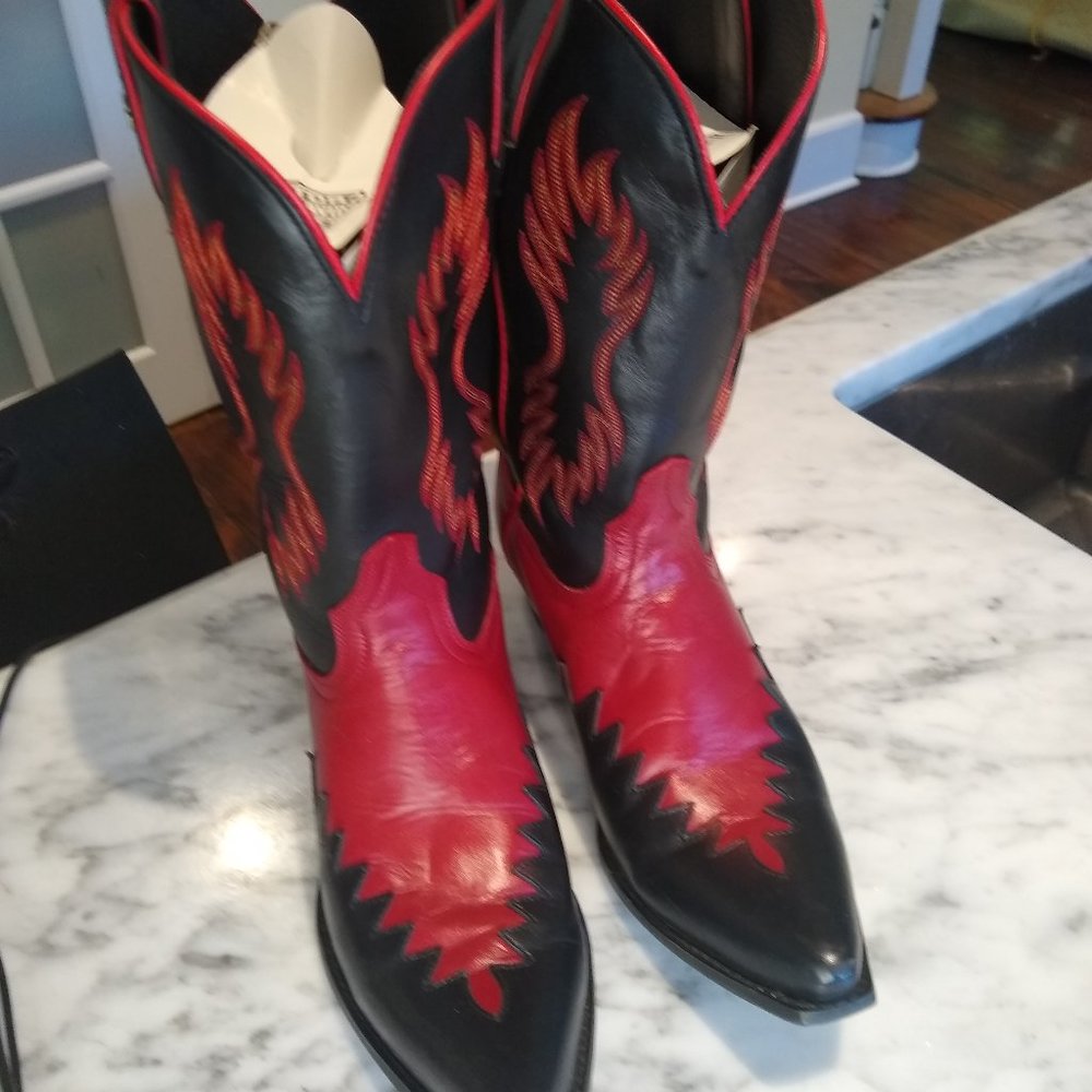 Harley Davidson Mojave Black & Red Leather Biker Western Boots Womens 10 M